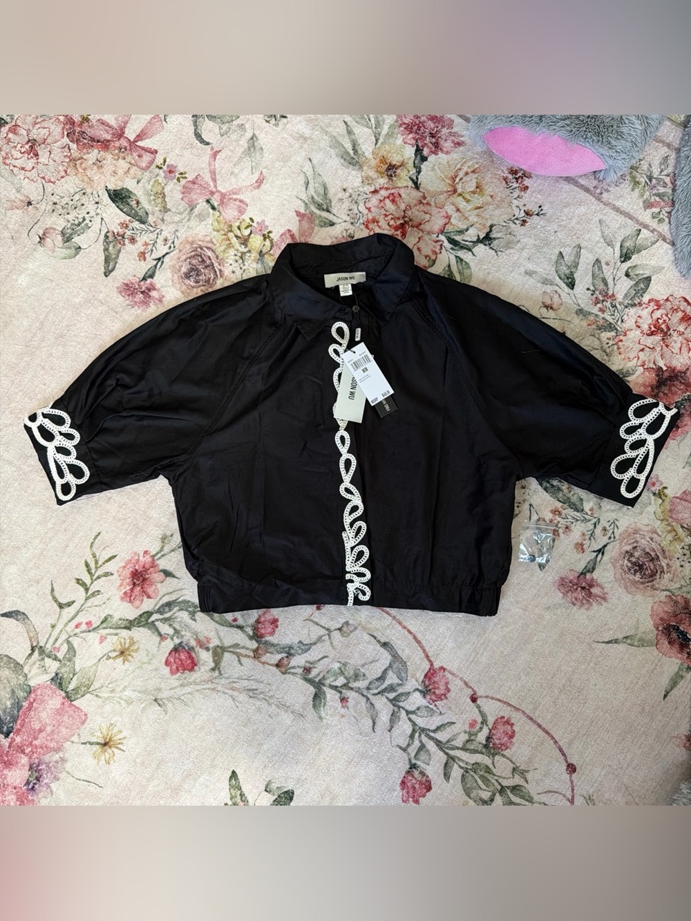 Jason Wu Crop bomber jacket with White Loop Trim
